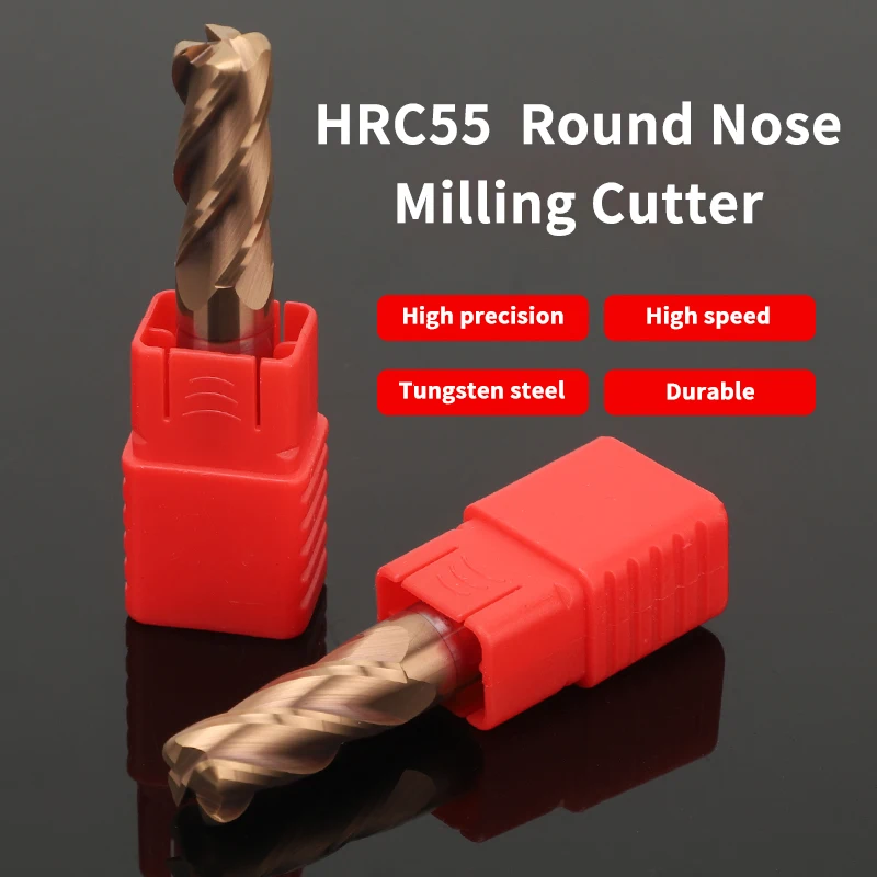 Round nose cutter Corner Radius End Mills CNC R Bullnose Cutter Metal Router Tool 4 Flutes R0.5 R1 Carbide Milling Cutter flutes