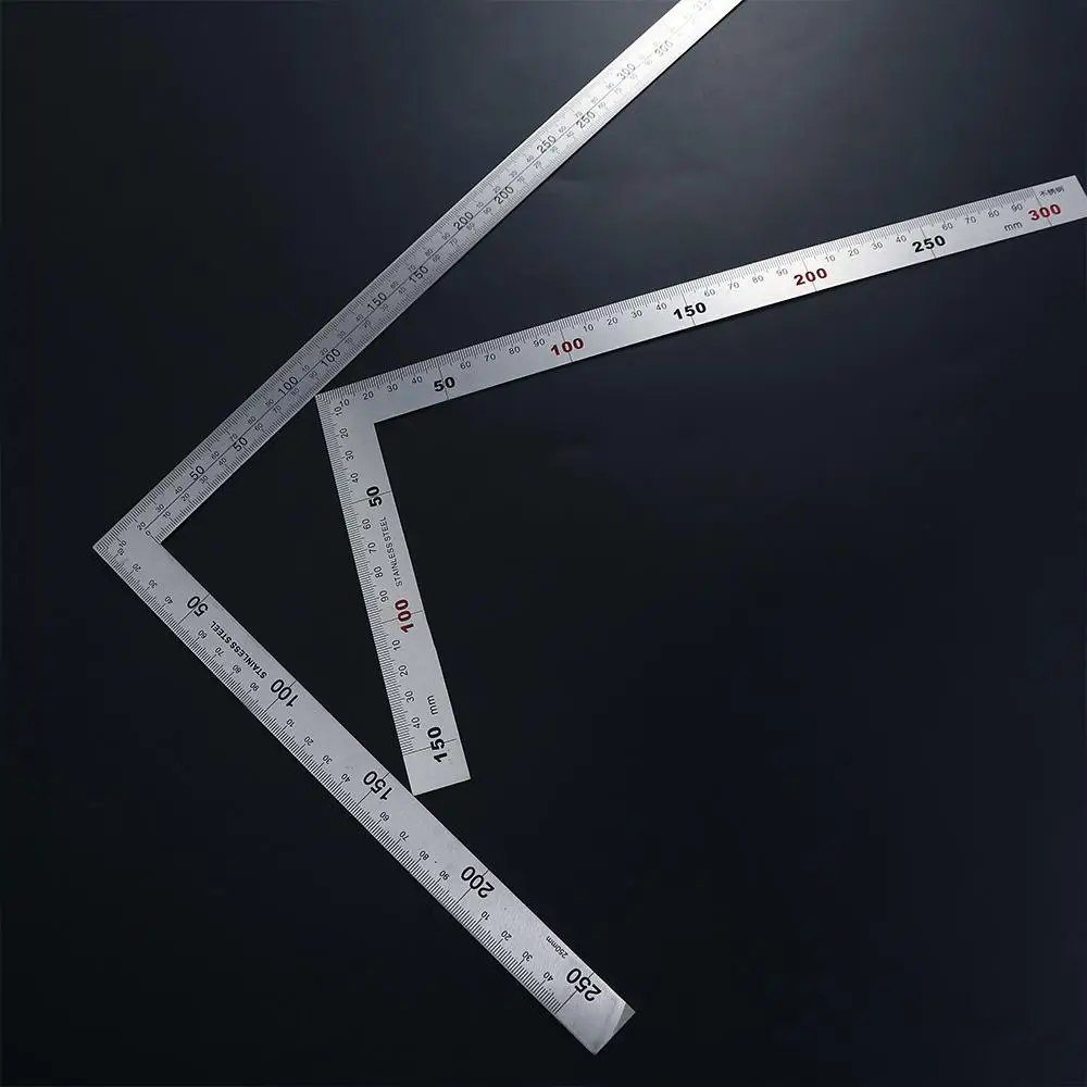 Educational Stainless Steel Double Sided School Supplies Metal L Shape Ruler Straight Ruler 90 Degree Ruler 90 Angle Ruler