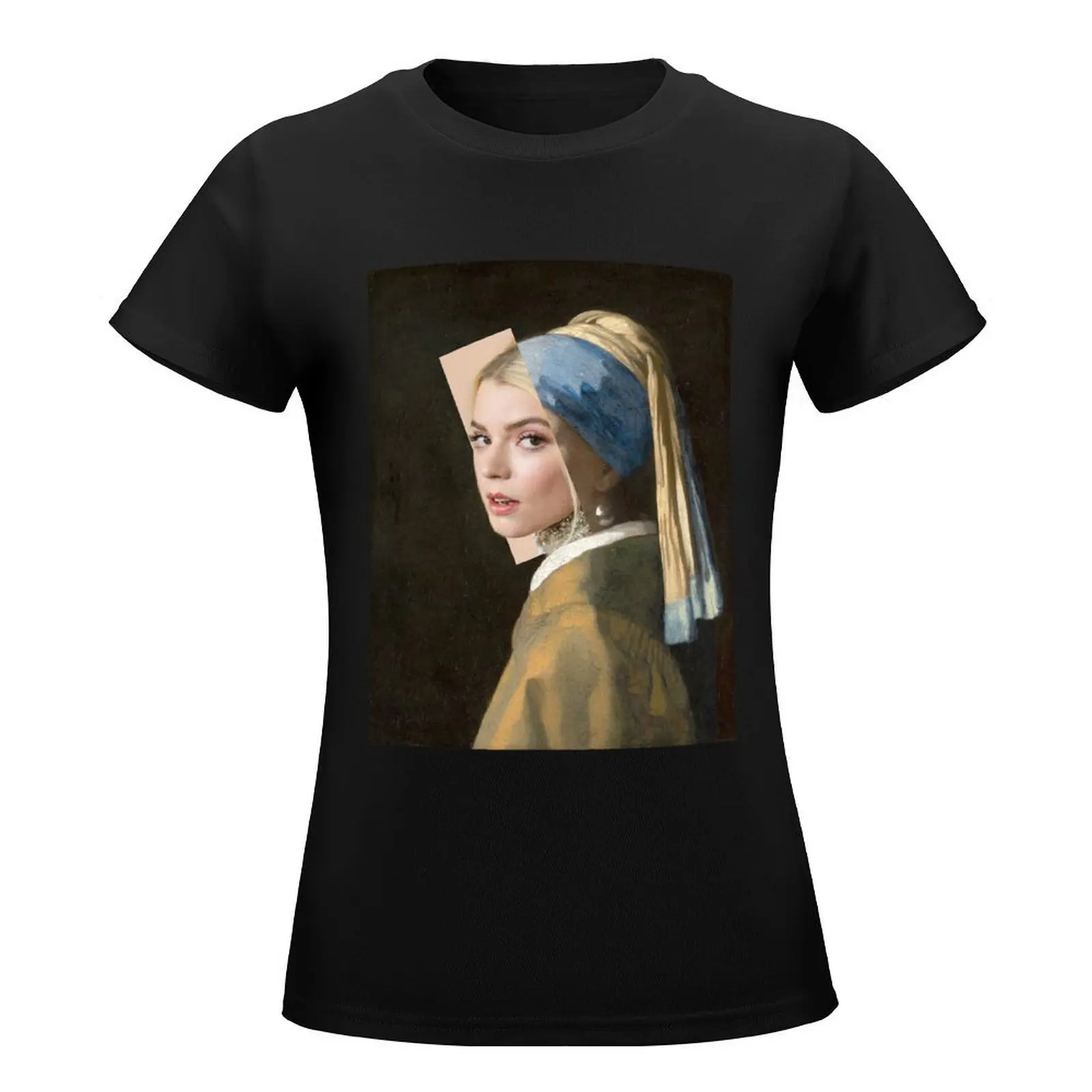 Anya Taylor-Joy Girl with a Pearl Earring T-Shirt tees shirts graphic tees animal print shirt for girls tight shirts for Women