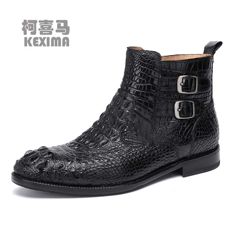 

hulangzhishi Thailand crocodile leather boots High cut Leather shoes male Martin boots Short boots British Leisure shoes