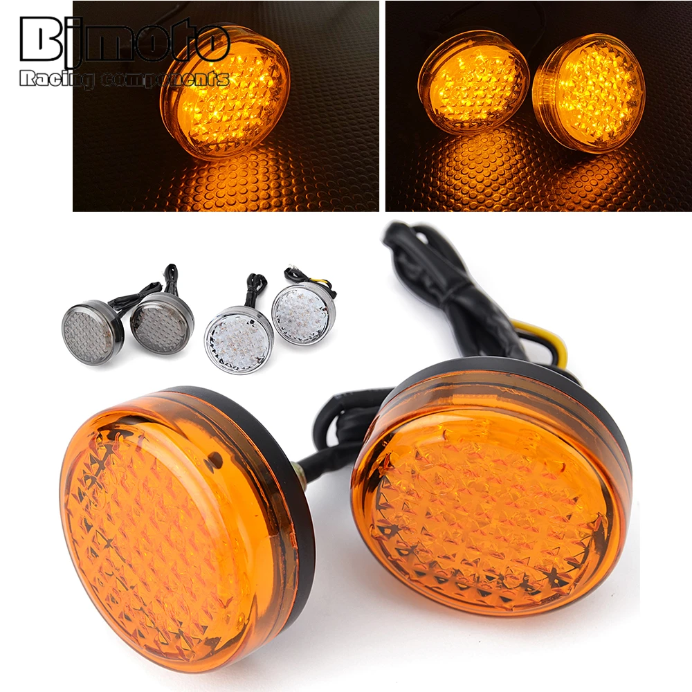 1 Pair LED Amber For Harley Davidson Triumph Chopper Bobber Motorcycle Turn Signal Indicator Light Universal ATV Scooter Lamp