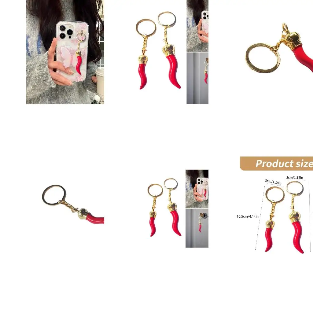  Fashion  Chilli Pepper Charm Keychain Haning Ornament Keyring Sweet Cool Pendant Decoration for Purse Bag Backpack