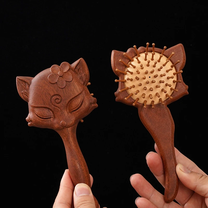 Hair Care Animal Shape Air Bag Sandalwood Comb Portable Anti Static Massage Comb Relieve Scalp Air Cushion Comb Gift