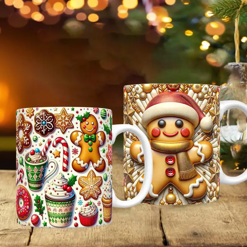 

Large capacity gingerbread man mug cookie man 350ML cartoon 3D cute ceramic cup for family and friends holiday gifts