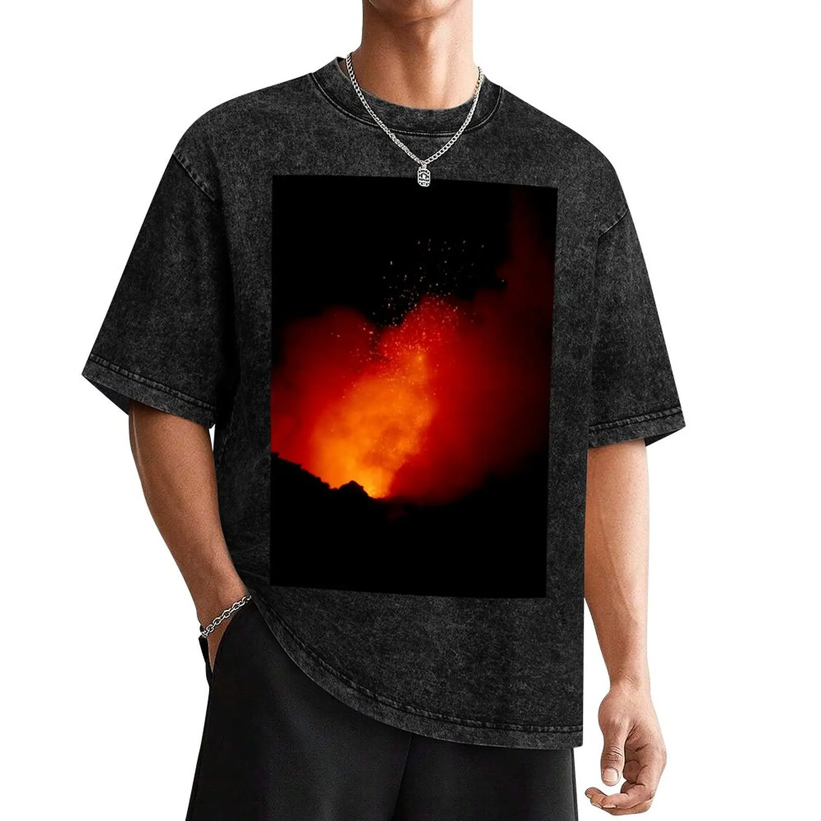 Stromboli Vulcano T-Shirt korean fashion Aesthetic clothing mens t shirt