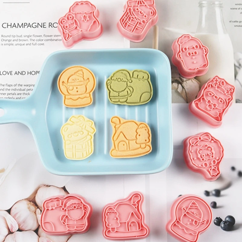 New Pack of 8 Multiple Christmas Cookie Molds Funny Biscuits Baking Embosser