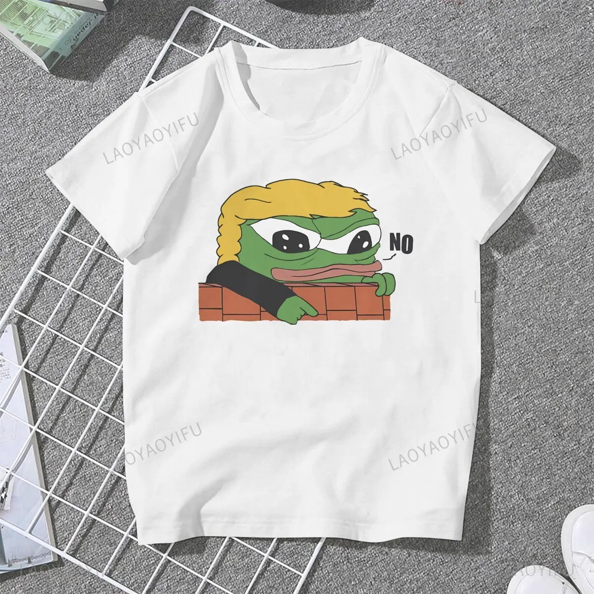 Build The Wall The Helper for Girls TShirt Pepe Frog Animal Y2k Men's Clothing Fashion Cotton T Shirt Soft Graphic Vintage Tops