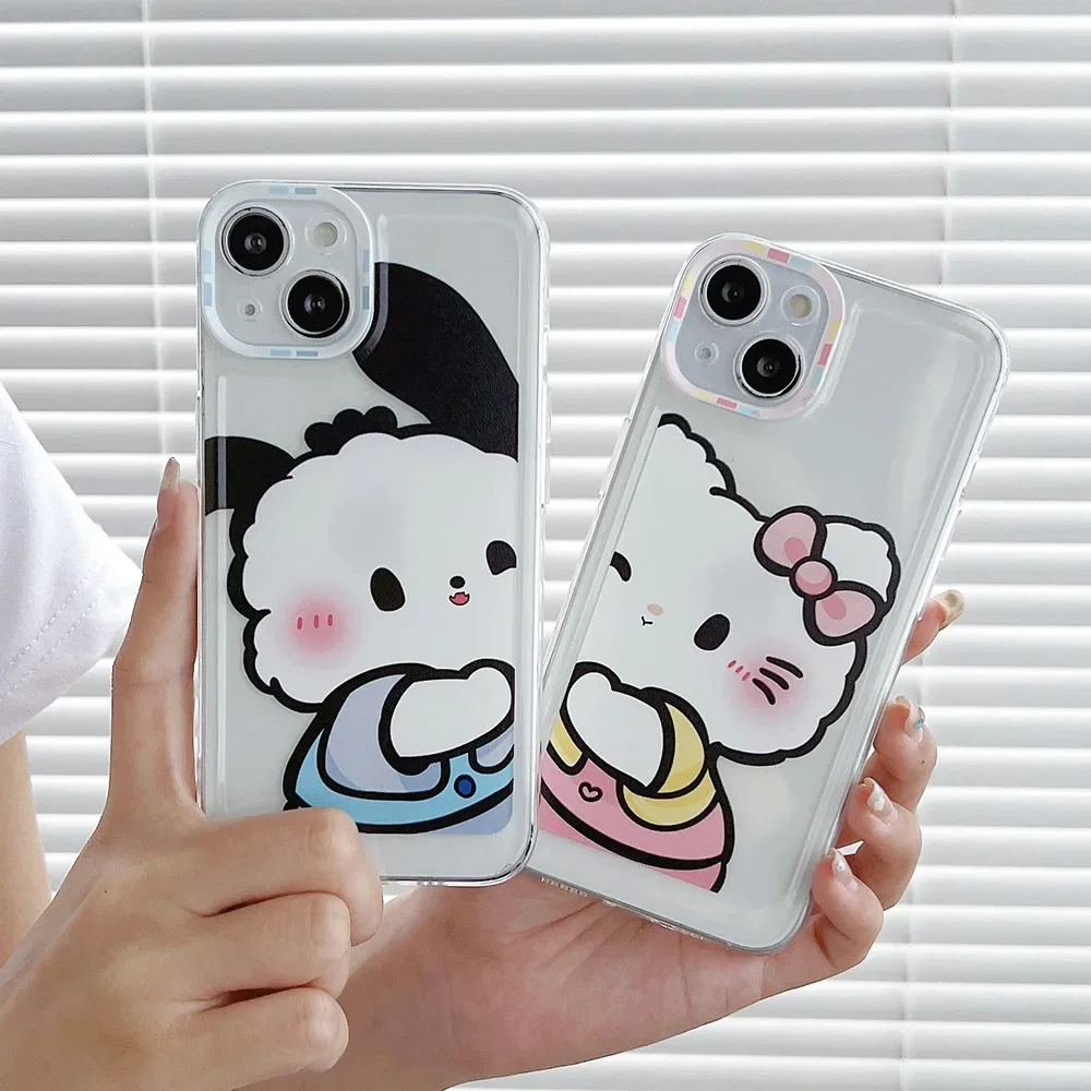 Funda de silicona con dibujos animados para Iphone, carcasa bonita de TPU suave para modelos 14, 13, 12, 11 Pro Max, X, XS, 7, 8 Plus, SE2 y SE3, Pochacco