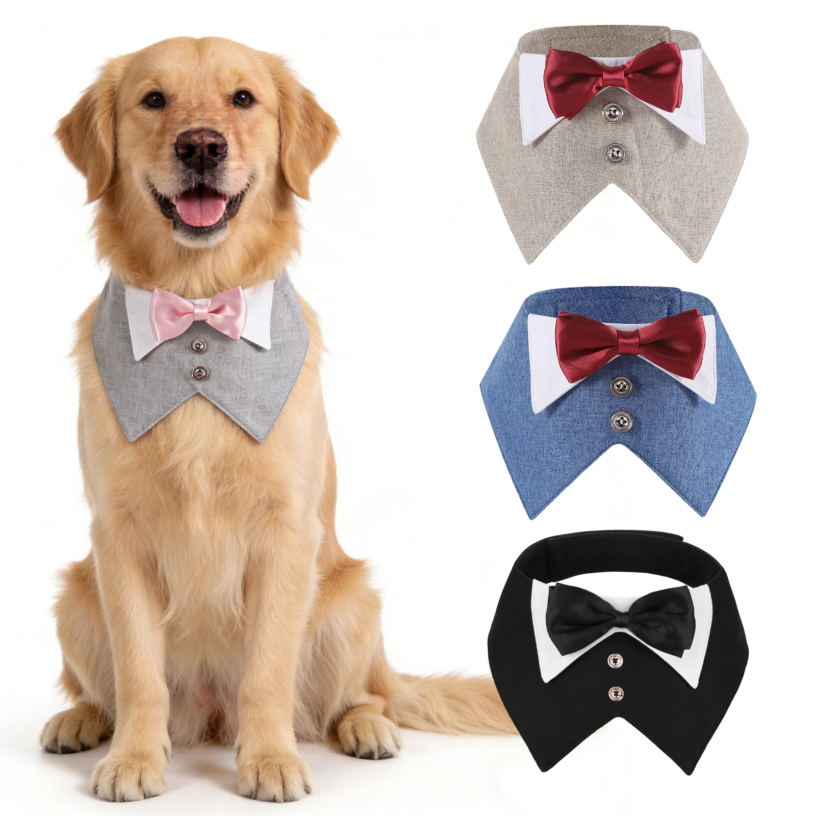 Sucado honden smokingpak bandana, trouw- of verjaardagskostuum hondenstrikje halsband, smoking bandana halsband voor kleine, middelgrote en grote huisdieren_voghion.com
