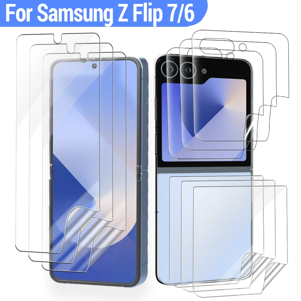 9-in-1 Hydrogel-Schutzfolie für Samsung Galaxy Z Flip 8/7/6, Weiche TPU-Displayschutzfolien, HD Innen- und Außenschutzfolien für Z Flip 8