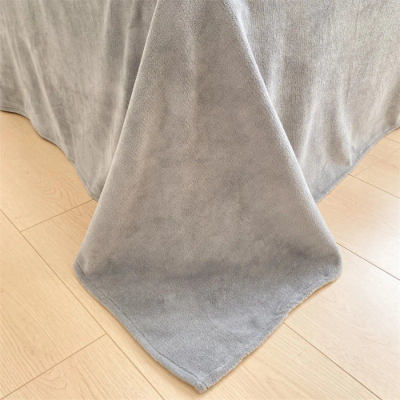 1pc Flannel Flat Sheet Milk Fleece Bed Sheet Soft Warm Skin-friendly Solid Grey Bedspread Autumn Winter Home Linens250*230cm