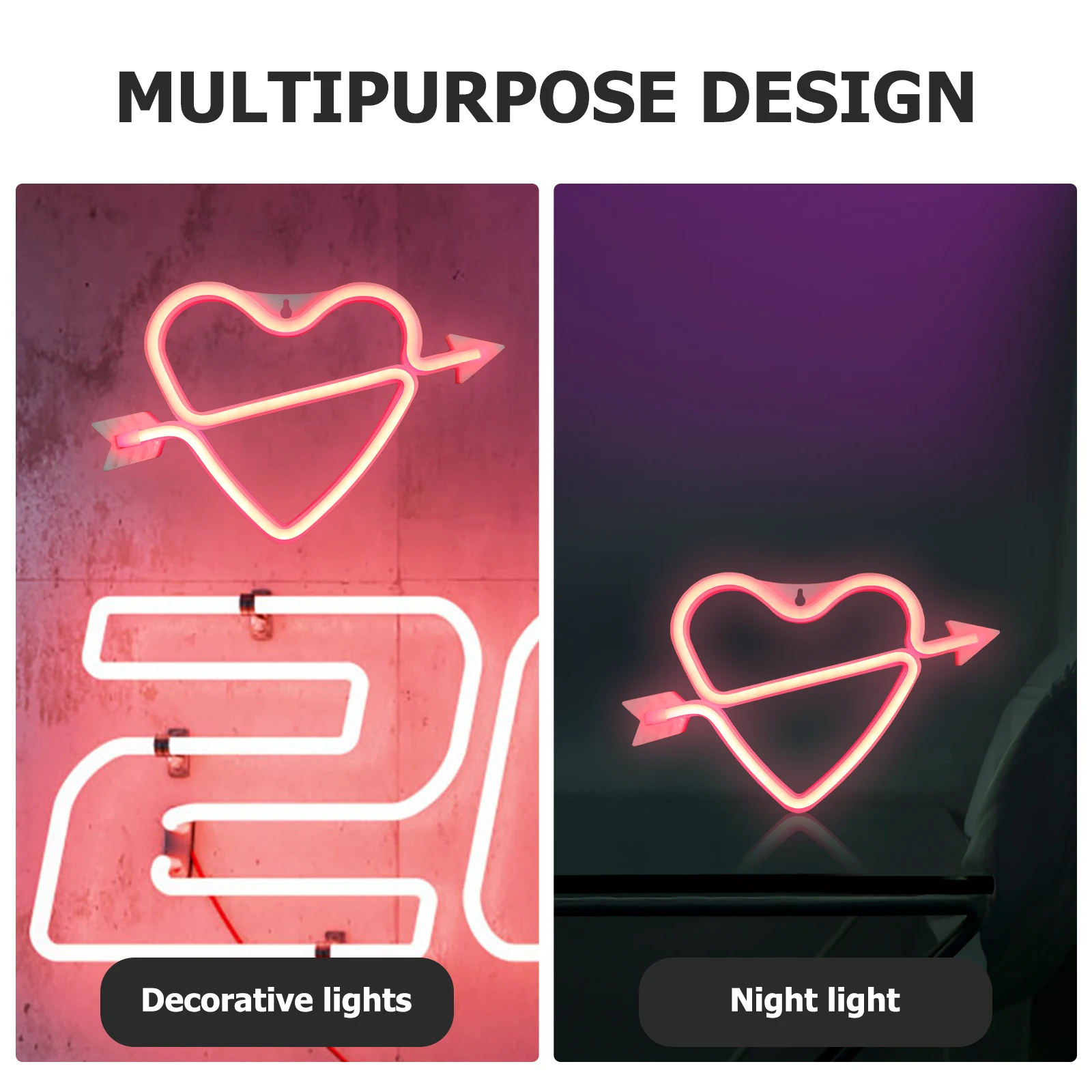 

Cute Heart Shaped Neon Light Warm Glow Home Office Kids Gifts USB AA Batteries Not Included Wall Lamp Style