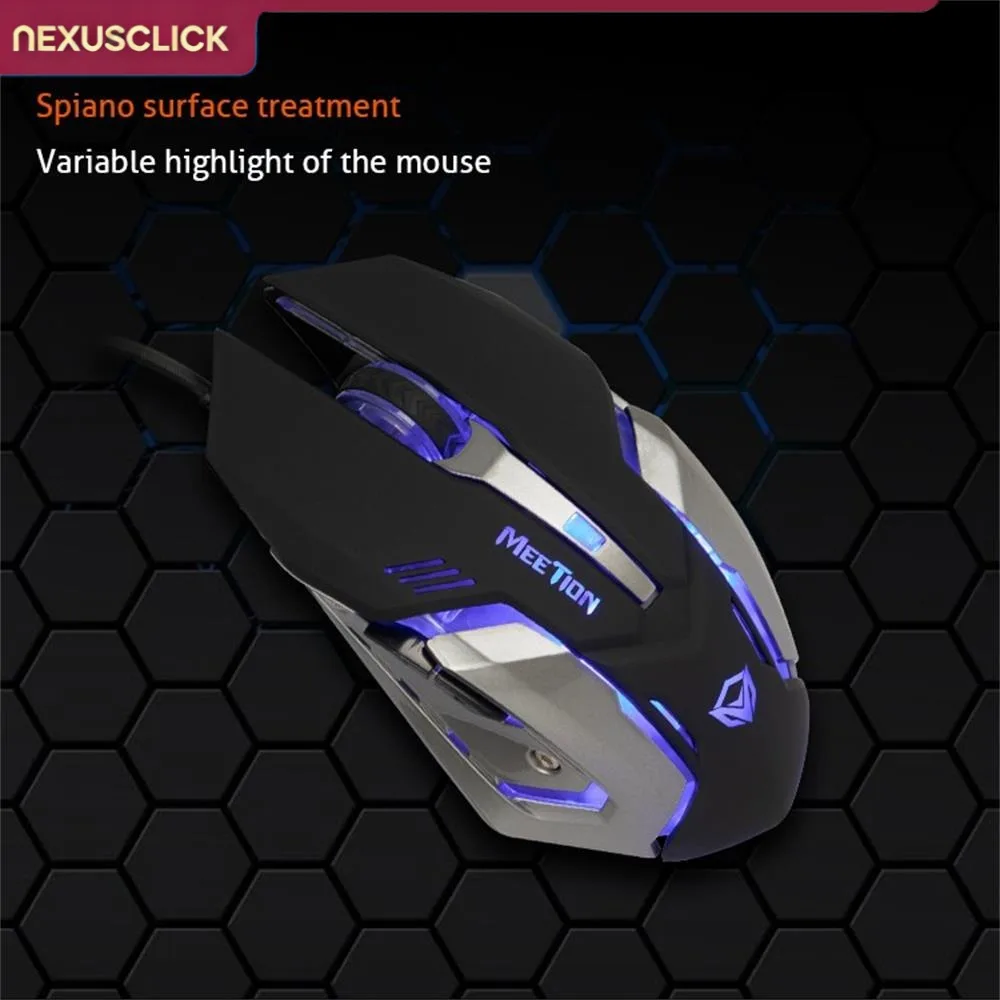 NexusClick Ergonomic Wired Optical Gaming Mouse,2400 DPI 6 Buttons RGB Backlit Plug and Play USB Computer Mice for Laptop PC Mac