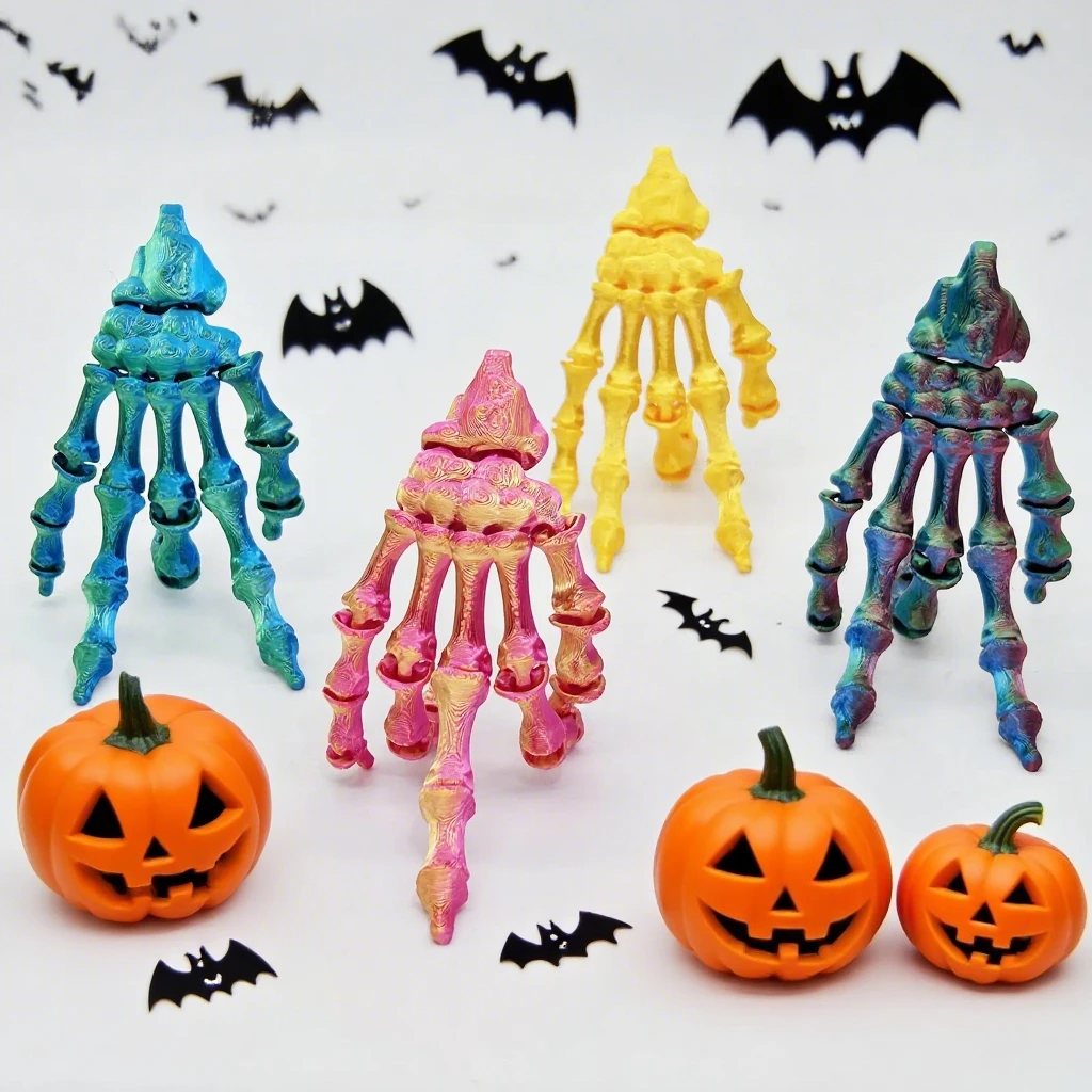 

3D Printed Skeleton Hand Halloween Series 3D Printed Toys Creative Movable Fidget Toys Home Decor Desktop Ornament for Gift