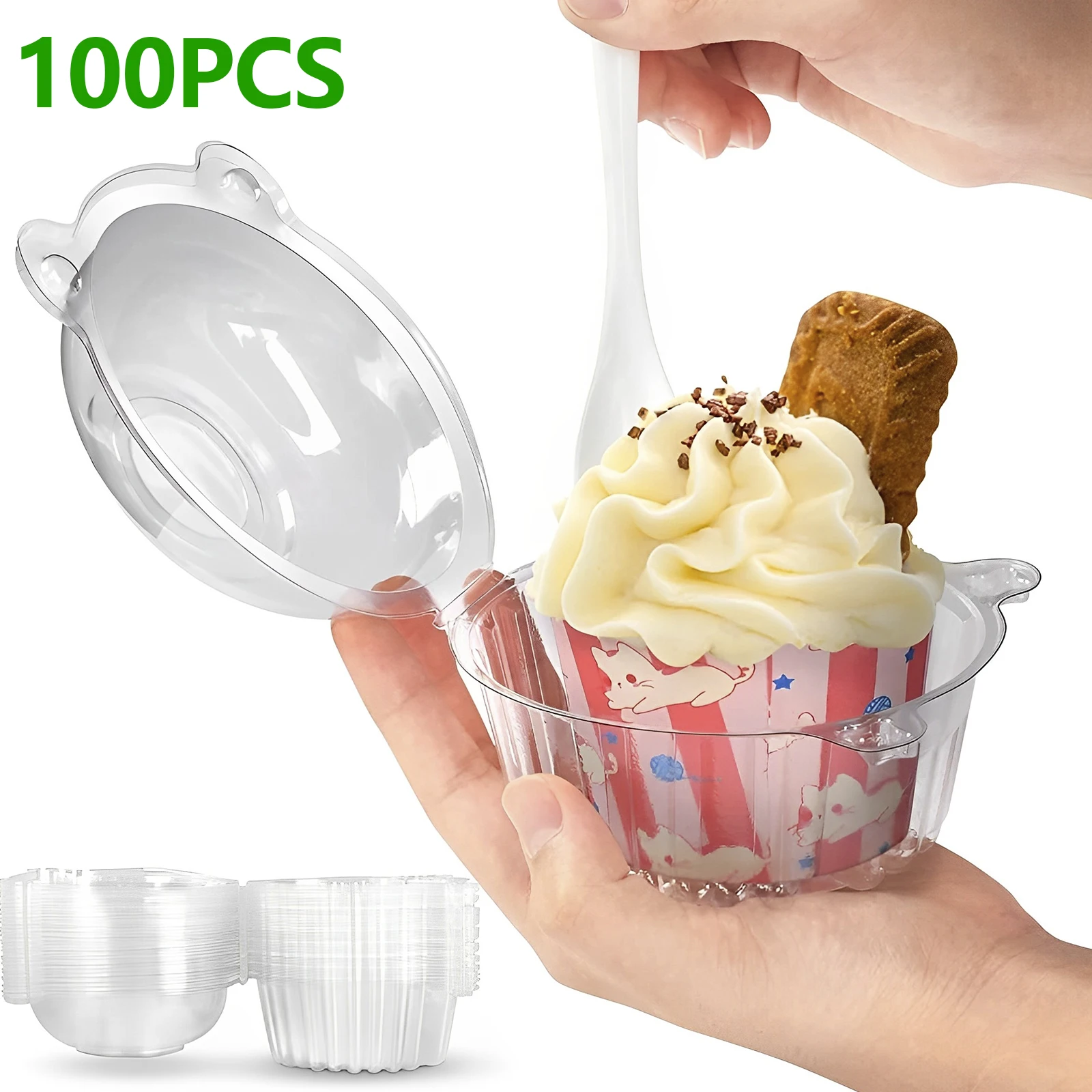 100Pcs Cake Slice Boxes Reusable with Lid Stackable Clear Square Single Dessert Box Sandwich Cheesecake Storage Container