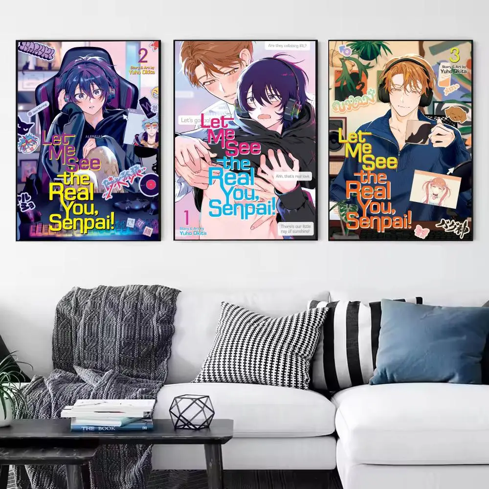 Let Me See Real Senpai Poster Modern Aesthetic Wall Art Print Room Decoration Items for Bedroom Home Decor Gift