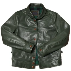 Real Goat Leather Man's Jacket Japanese Style Summer Slim Fit Short Coat Men's Genuine Leather Jackets Bomber Overcoat In Green