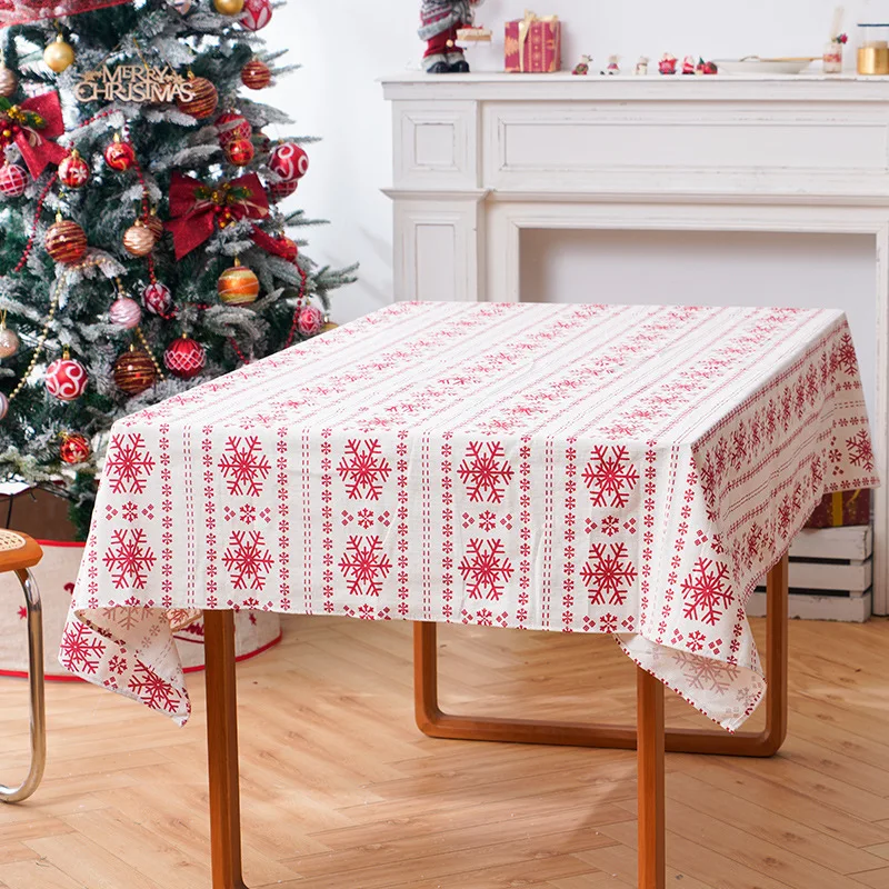 

Christmas Rectangle Tablecloth, Washable Snowflake Tablecloths for Christmas Family Gathering, Wedding Dining Room Table Decor