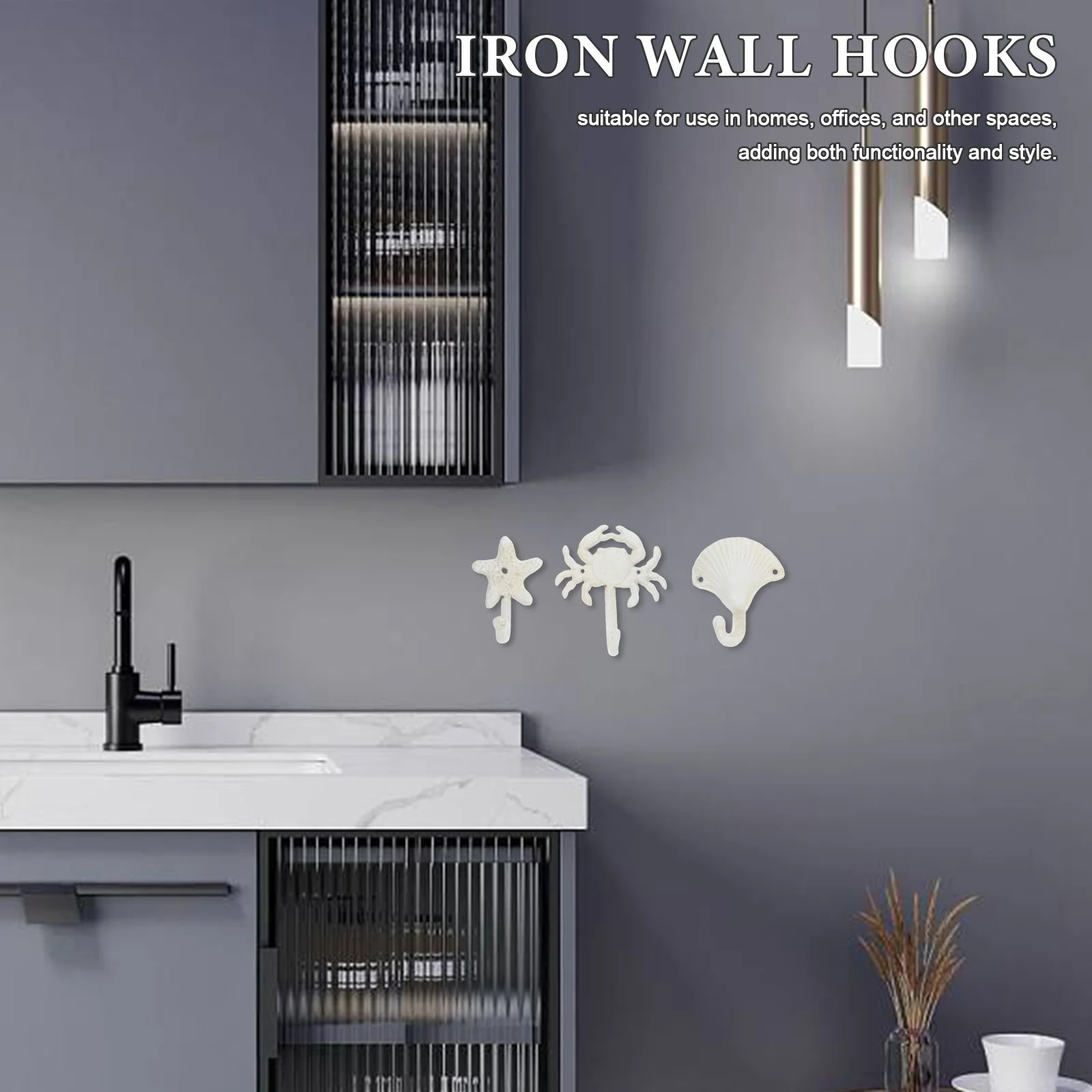 

3 PCS Coat Cast Iron Hook Seaside Clothes Hangers Decorative Hooks Towel Animal