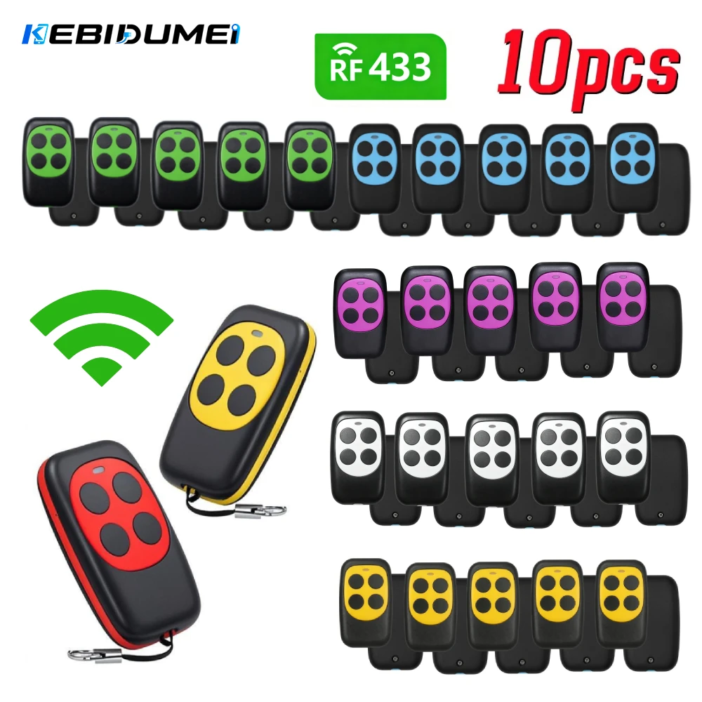 KEBIDUMEI 10PCS 433Mhz 4 Keys Remote Control Wireless Copy Code Remote Electric Cloning Gate Garage Door Auto Keychain for Home
