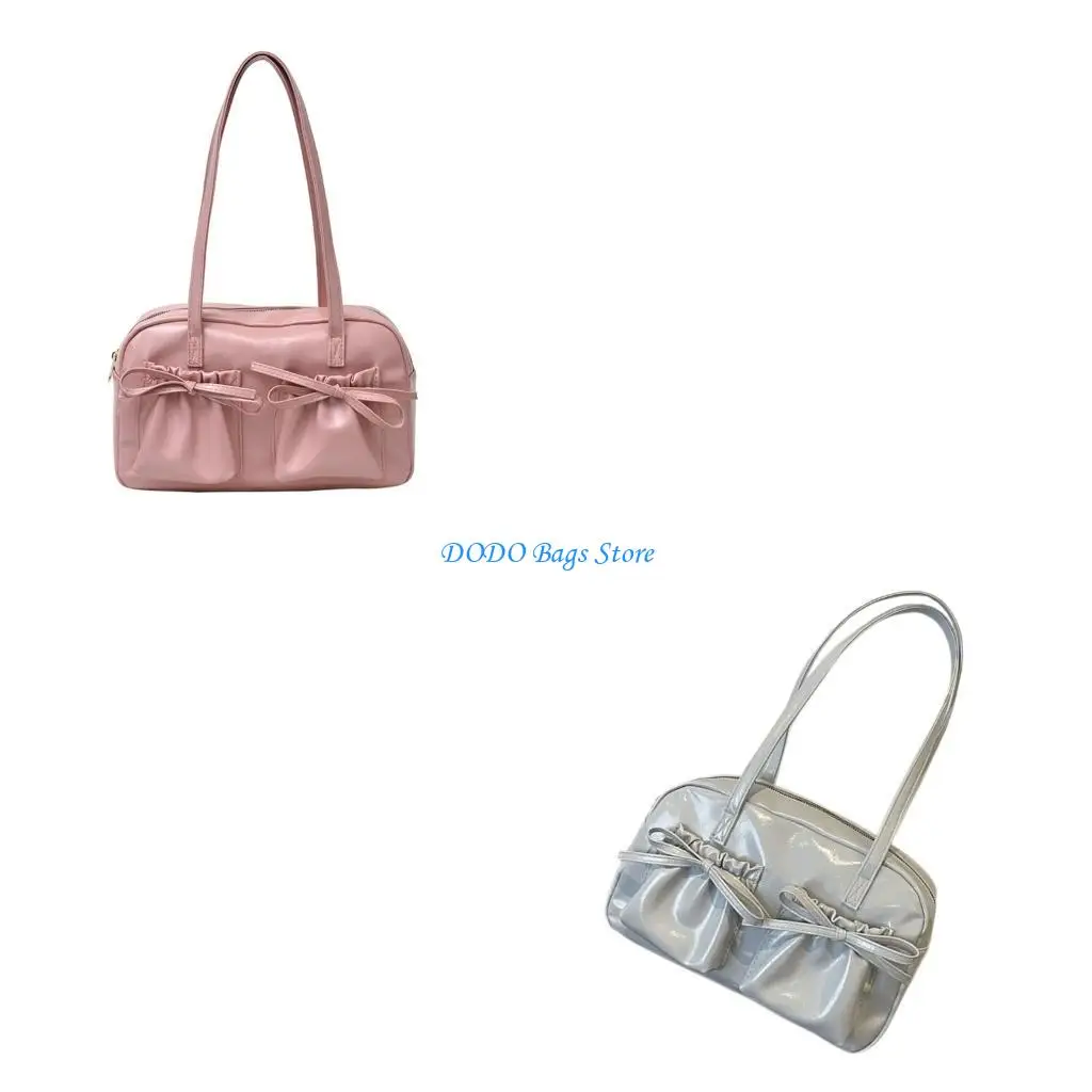 

Модная сумка через плечо с бантиками, сумка подмышками, просторная сумка из искусственной кожи для поездок на работу