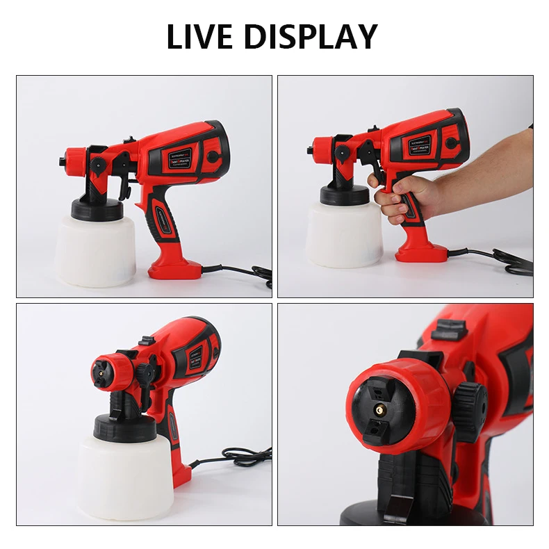 1400ML High Pressure Electric Spray Gun HVLP Portable Paint Sprayer Spray Shape Adjustable Auto Furniture Steel Coating Airbrush