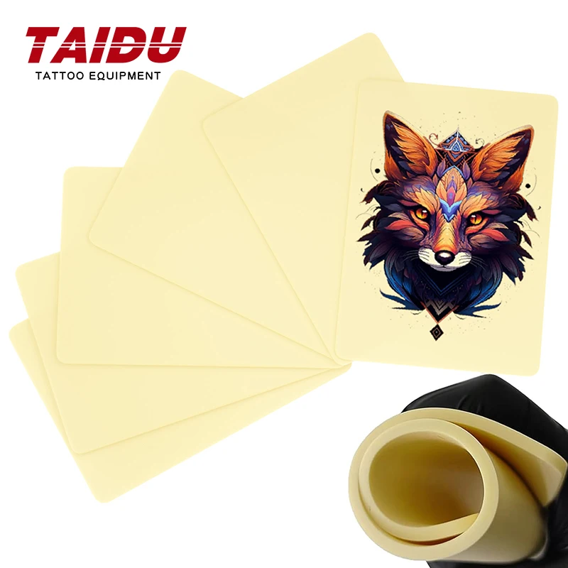 

TAIDU Tattoo Silicone Practice Skin 6pcs Size A4 Wide 3mm Thickness Soft Silicone Fake Skins for Beginners and Experienced