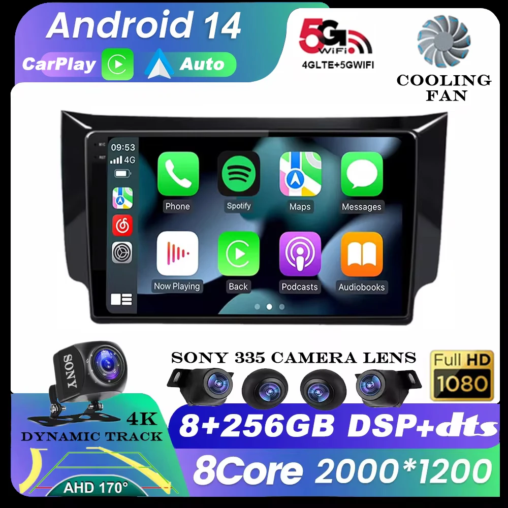 

Android 14 QLED Screen Car Radio For Nissan Sylphy B17 Sentra 12 2012 2014-2018 Carplay Auto GPS Multimedia Video Player Stereo