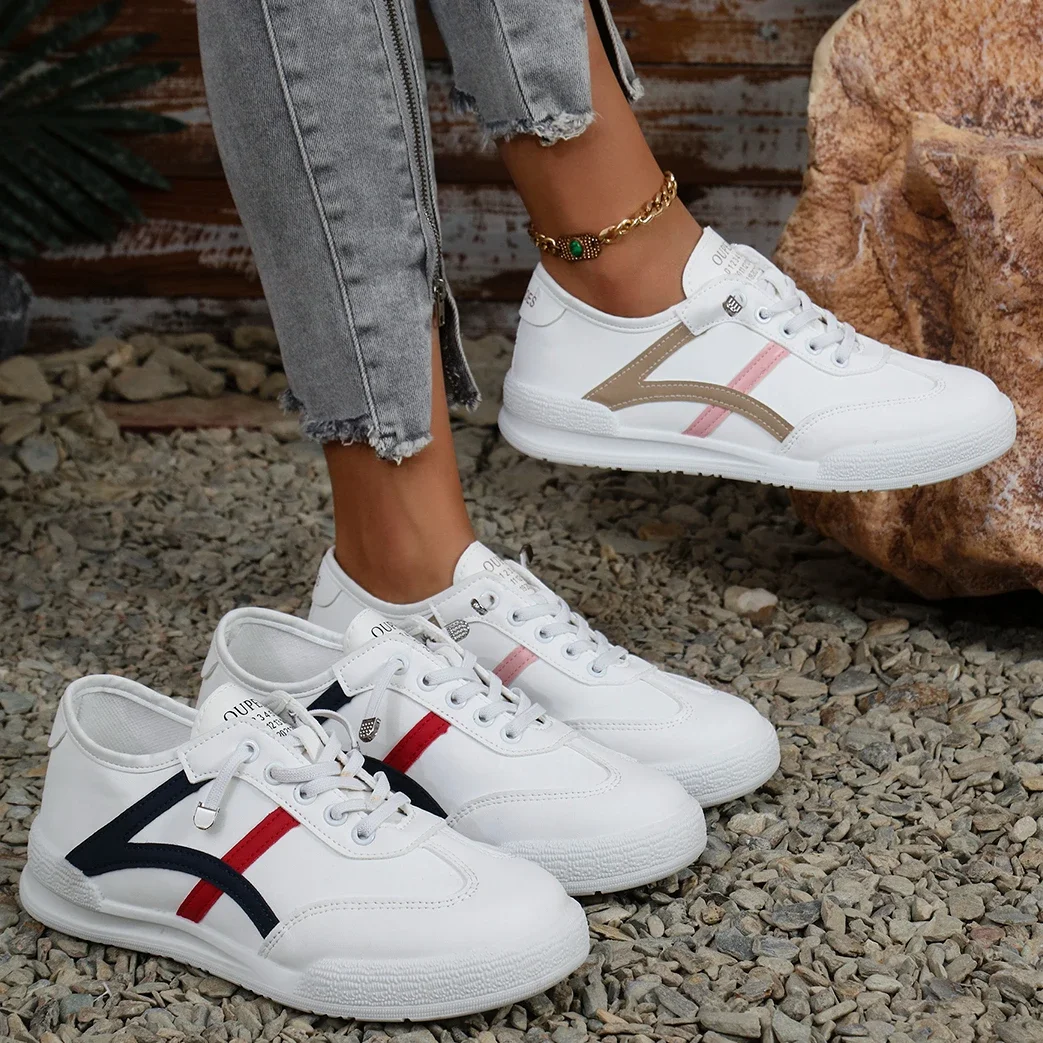 2024 New Summer Women Trendy Breathable Comfortable Sports sneakers Women Lace Up Outdoor Trend Flat Sneakers Zapatos De Mujer