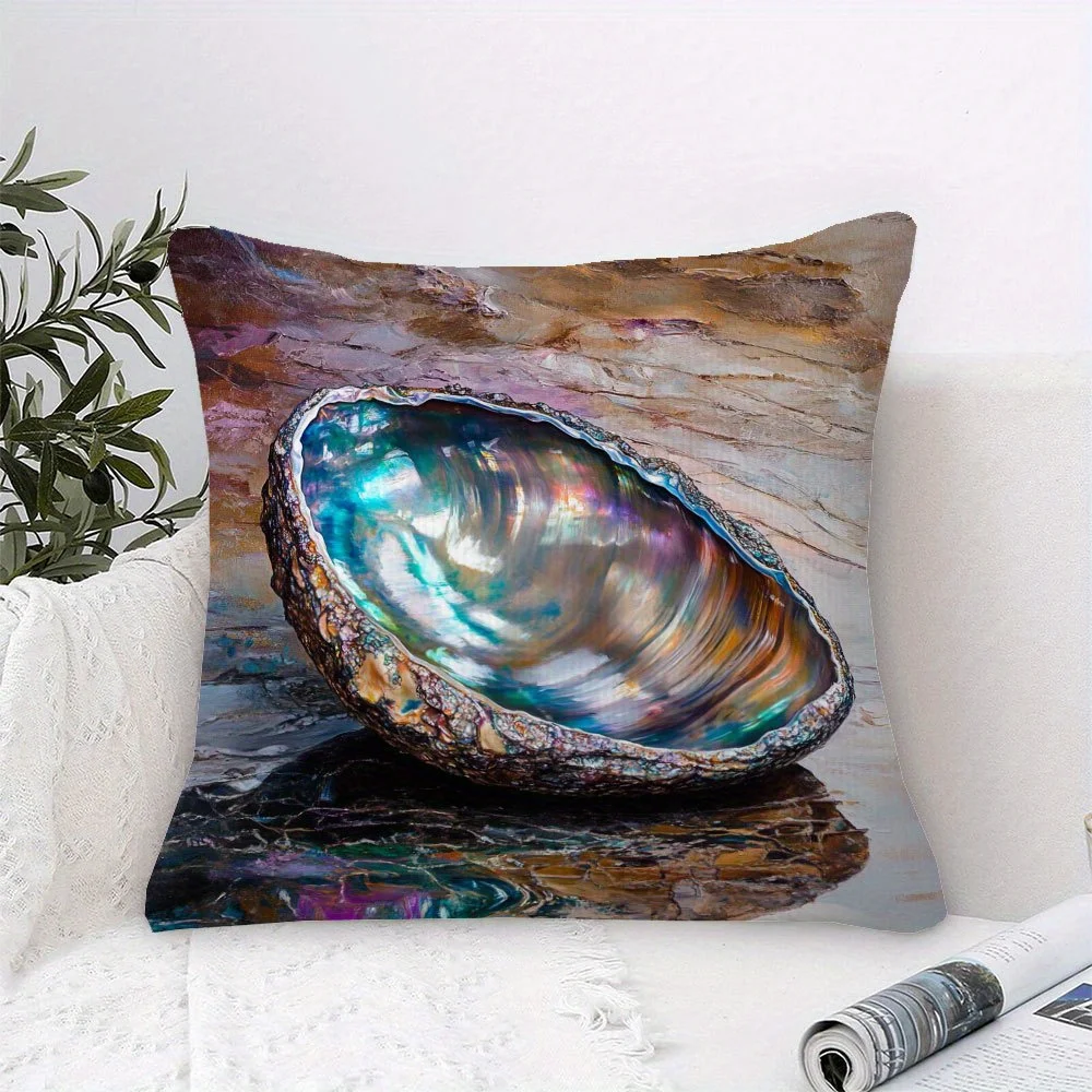 Double Sided Coral Mother of Pearl Art Decorative Throw Pillow Case Vintage Nature Inspired Zip Cushion Cover for Sofa Home