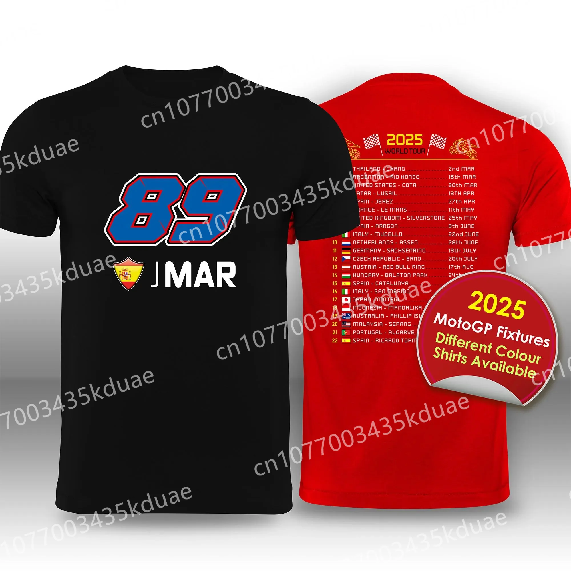 Jorge Martin 2025 MotoGP Race Calendar 89 T-Shirt for Men Short Sleeve Tees Sports Cotton Tops Men's T-Shirts Casual Clothing