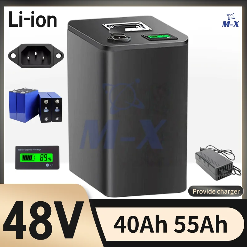 

New 48V 40Ah Battery 55Ah Lithium Ion Rechargeable Batteries for 500W 800W 1000W 2400W Rickshaw Golf Cart Skateboard RV