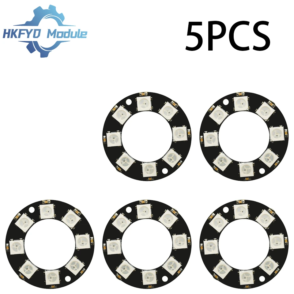 1-50 Uds. De 8 bits, WS2812 RGB, módulo de anillo LED, Placa de lámpara a todo Color integrada para Arduino