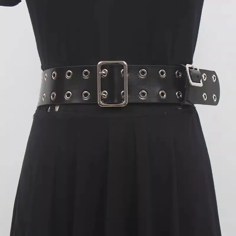 Women's Runway Fashion Hollow Out Genuine Leather Cummerbunds Female Dress Corsets Waistband Belts Decoration Wide Belt R2855