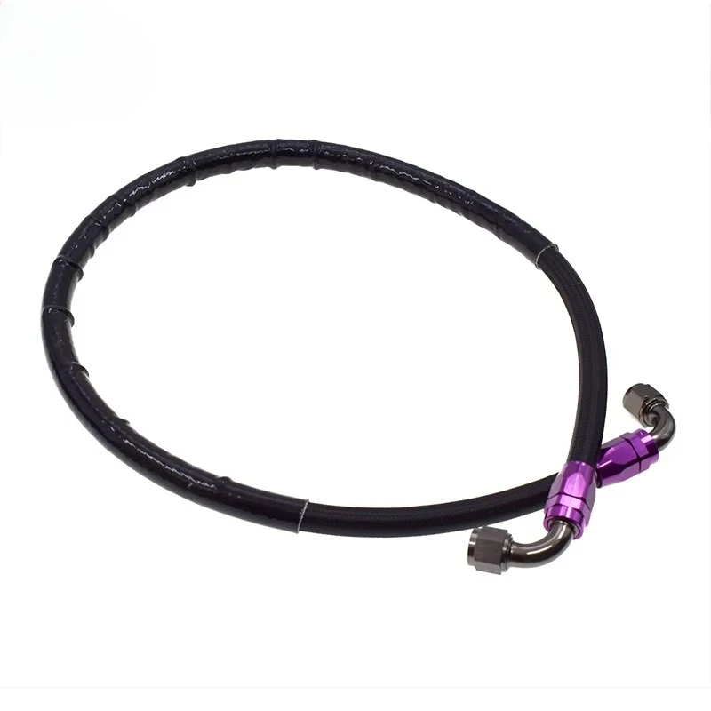 Two Nylon Braided Cooling Oil Pipe AN10 90 Degree Joint Oil Cooler Hose