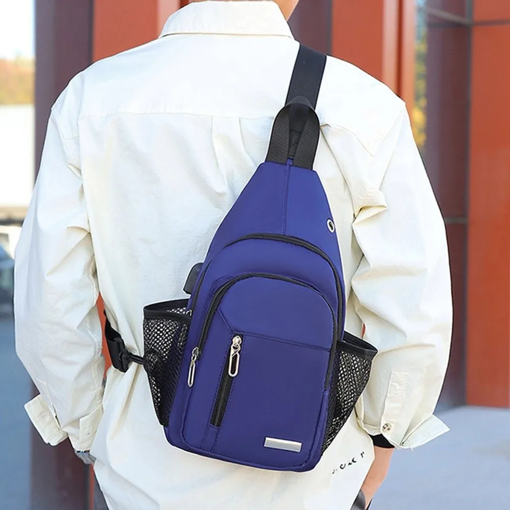 

Glow Men's Chest Bag Waterproof Multifunctional Nylon Crossbody Bag Commuting Large Capacity Cycling Shoulder Bag Boys