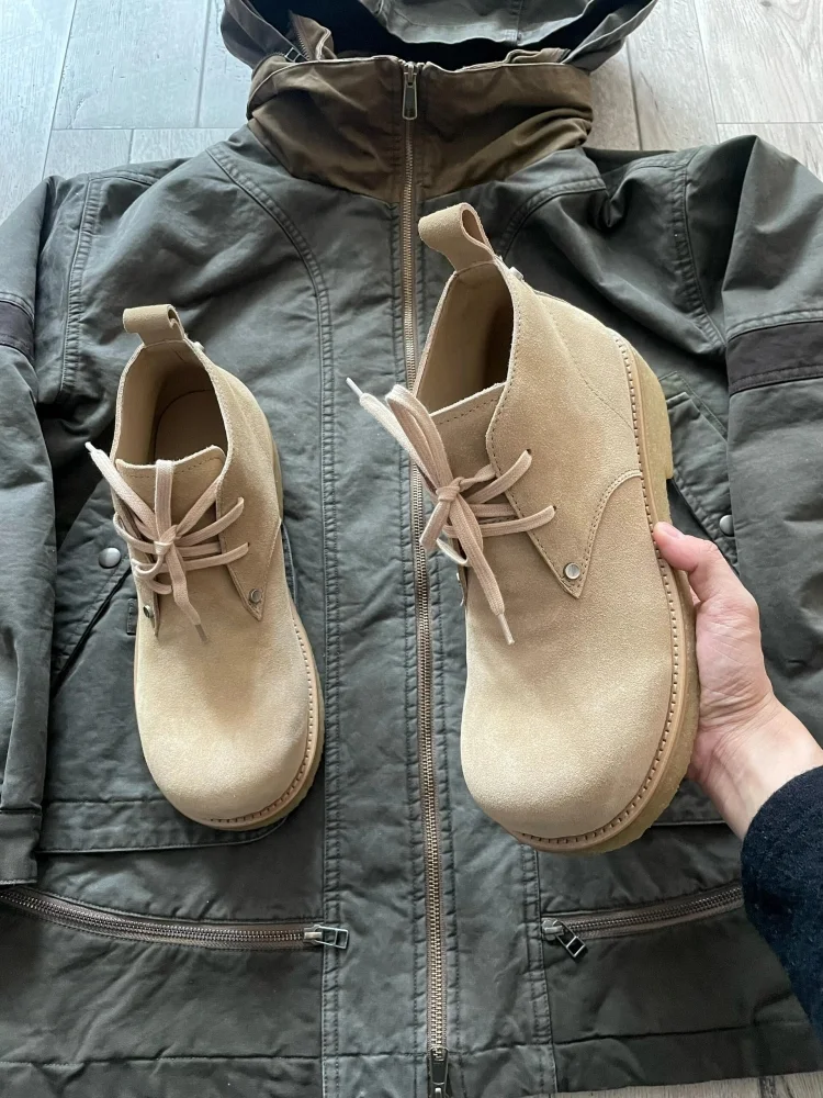 

Мужские ботинки CARPE DIEM Original Miey из натуральной кожи и замши, желтые, с широким носком, модные, молодежные