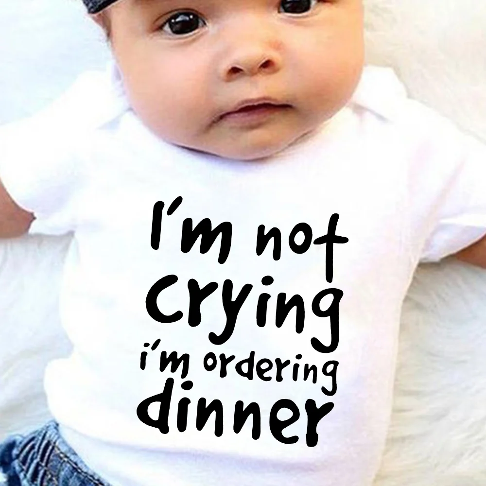 Baby I\'m Not Crying 2024 Newborn Baby Bodysuits Summer Boys Girls Romper Body Pregnancy Reveal Clothes