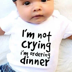 Baby I'm Not Crying 2024 Newborn Baby Bodysuits Summer Boys Girls Romper Body Pregnancy Reveal Clothes