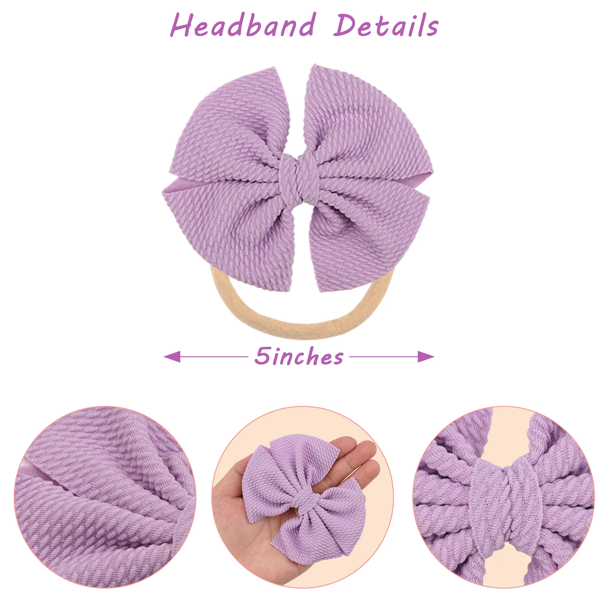 10 Pieces 4.5 Inch Nylon Super Stretchy Soft Bows Headbands, Newborn Infant Toddler Hairbands, and Baby Girl’s Hair Accessories