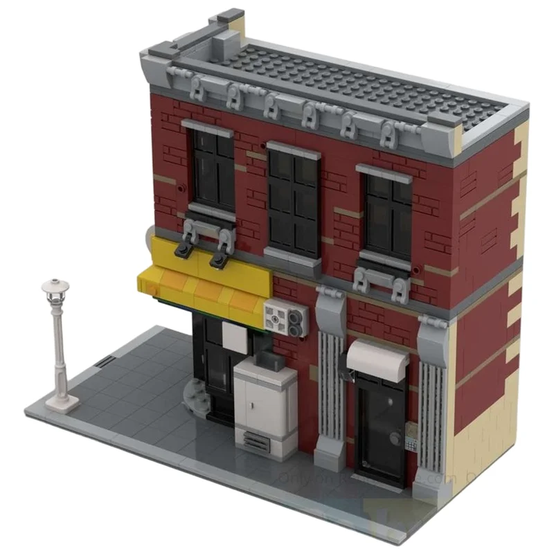 Corner Deli Apartment Building MOC Building Blocks 891 Parts Grocery Store Townhouse DIY Brick Desktop Collectible