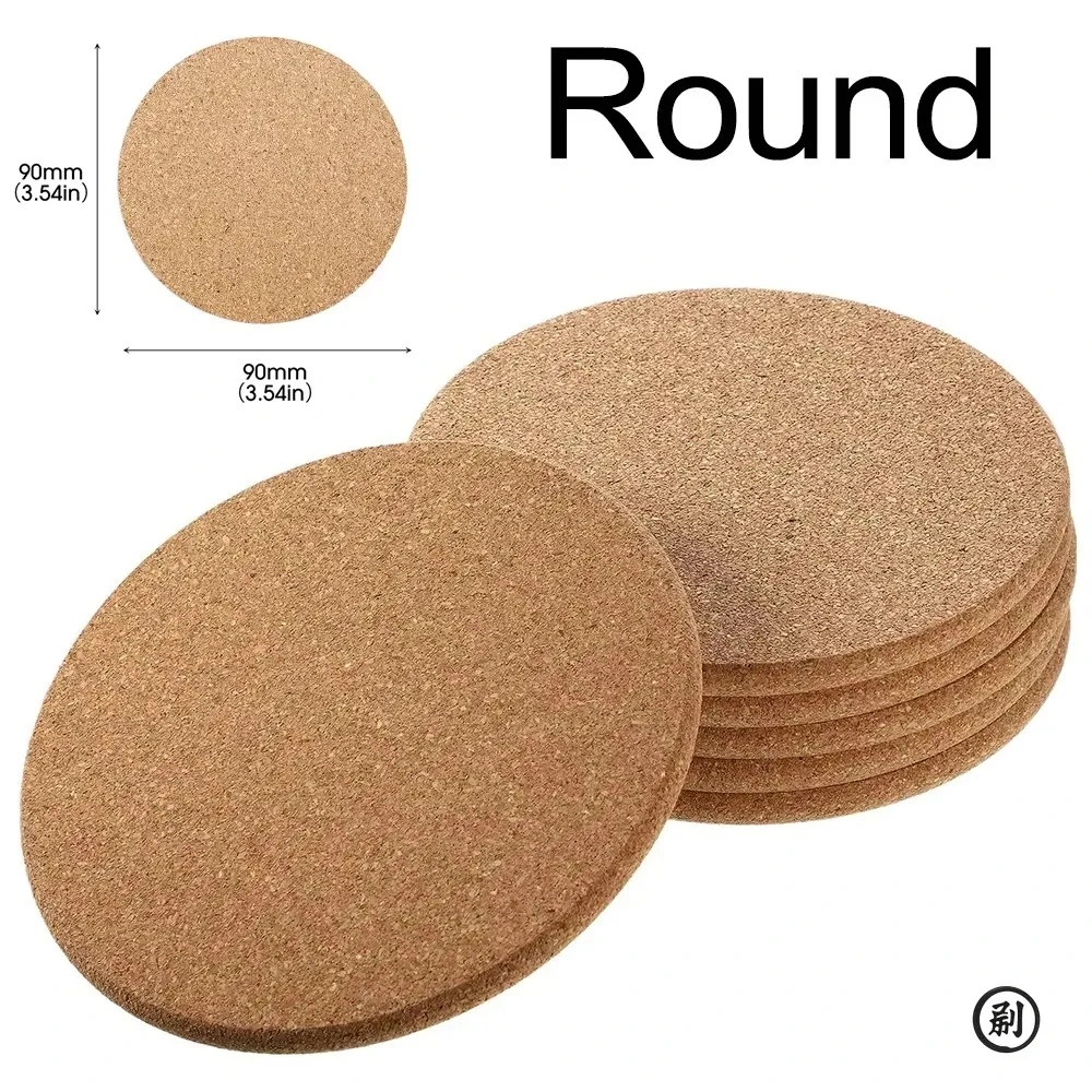 

10PCS Cup Mat Natural Round Wooden Pad Durable Non-Slip Cork Coaster Tea Coffee Mug Drinks Holder for Table Decor DIY Tableware
