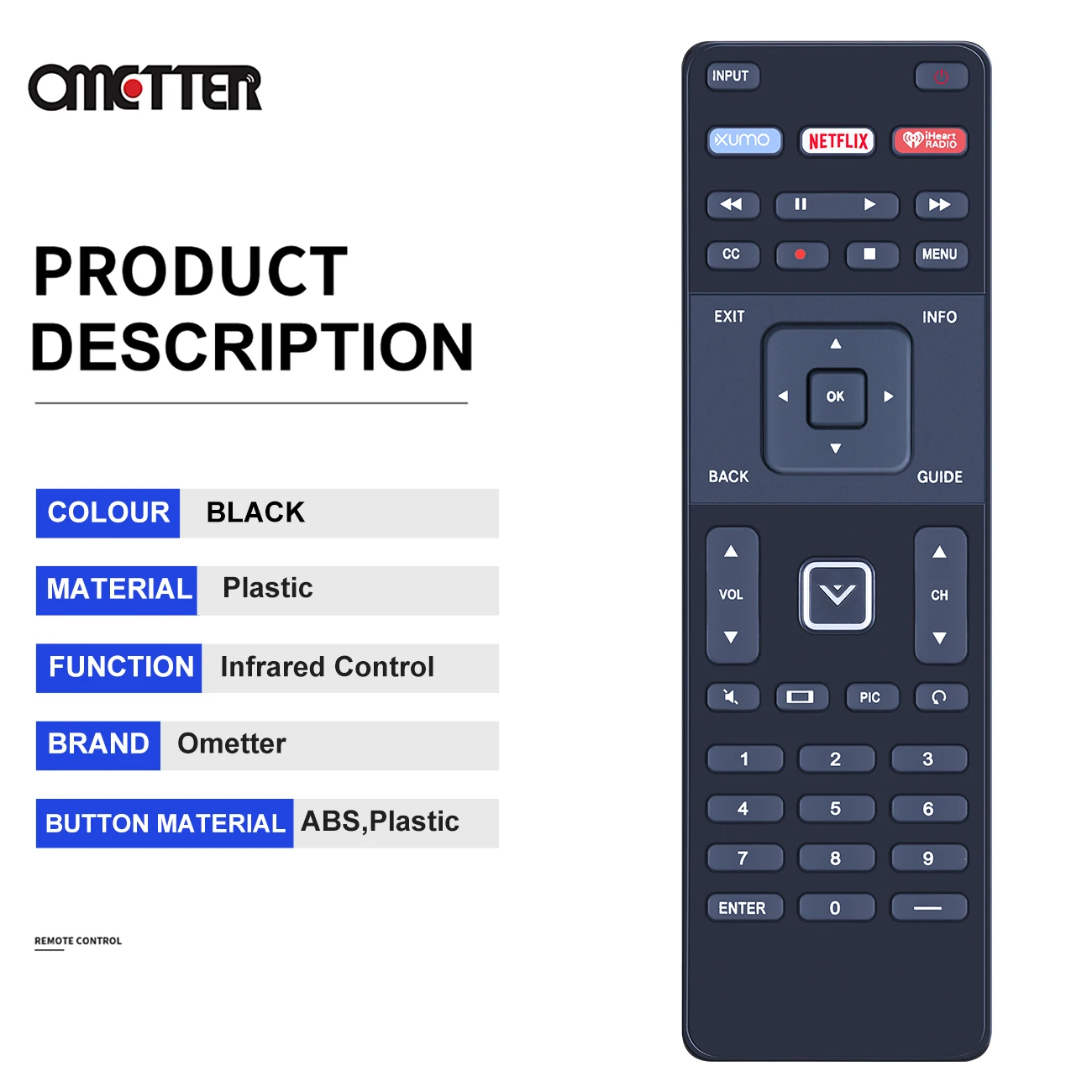 XRT122 Remote Control Fit for VIZIO TV D24-D1 D24H-E1 D28H-D1 D32-D1 D32F-E1 D32H-D1 D32X-D1 D39F-E1 D39H-D0 D40-D1 D40F-E1