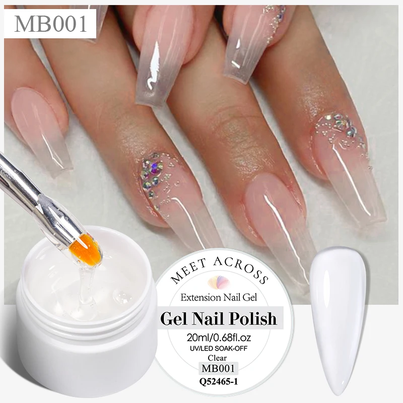 MEET ACROSS 20ml Clear Extension Nail Gel Polish Semi Permanent DIY Nail Art Builder Gel Polish For Nails Manicure Vernis Design