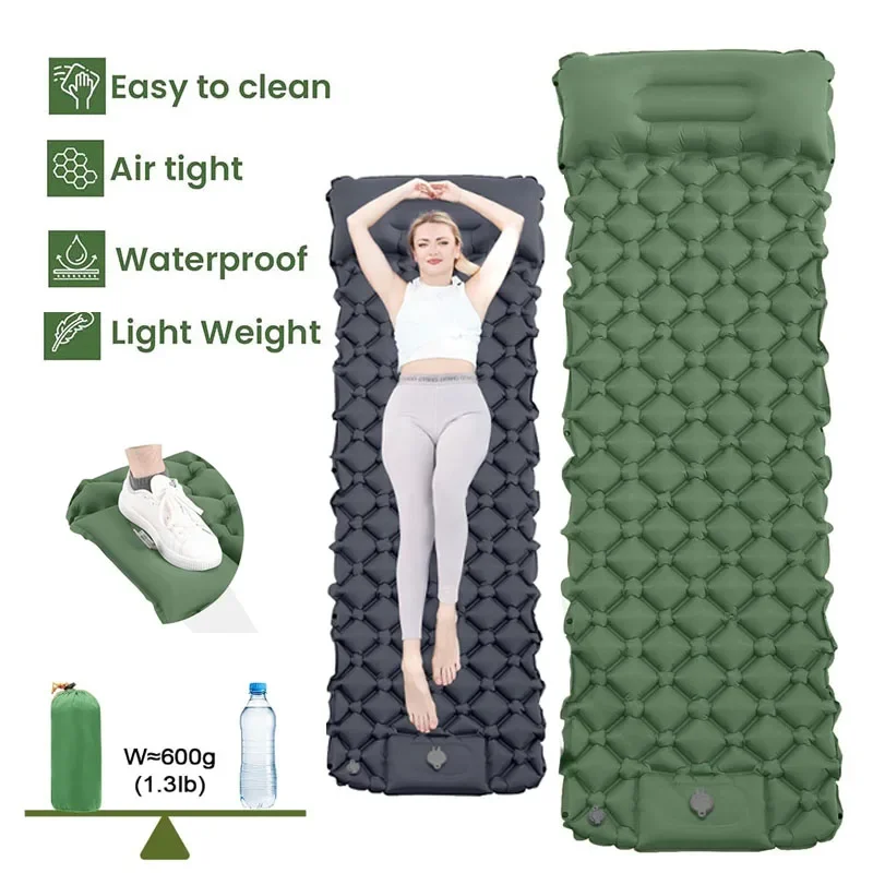 

Sleeping Pad Ultralight Inflatable for Camping Hiking Air pad Backpacking Travel Outdoor Lightweight Sleeping Ma twith Pillow