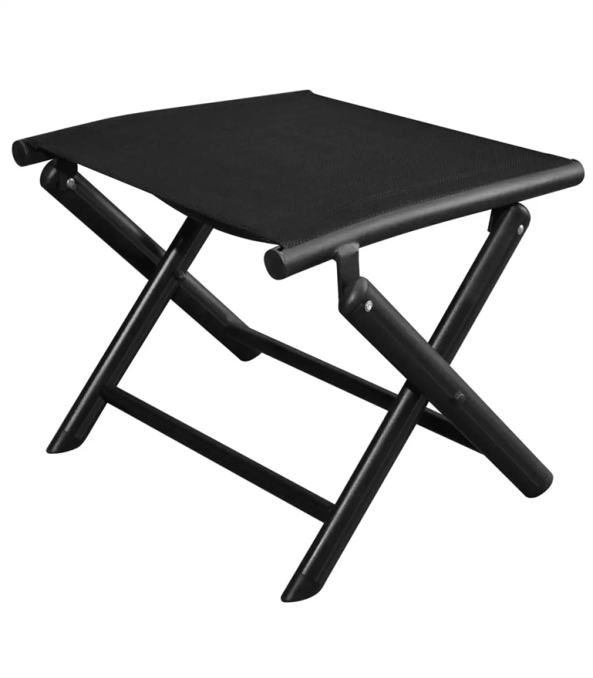 Folding stools and chairs footrest foldable aluminum and texthylene Black