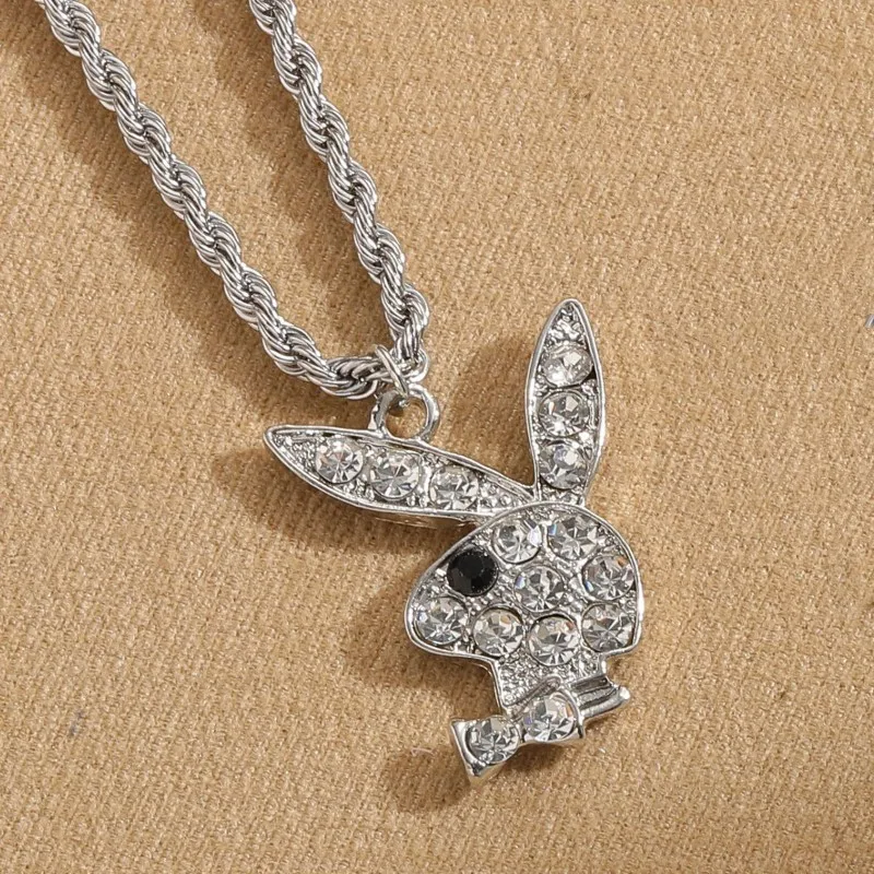 2026 New Fashion Net Red Zircon Rabbit Ladies Necklace Hip Hop Rock Pendant Necklace White Rabbit Clavicle Chain Jewelry Girl - view 4