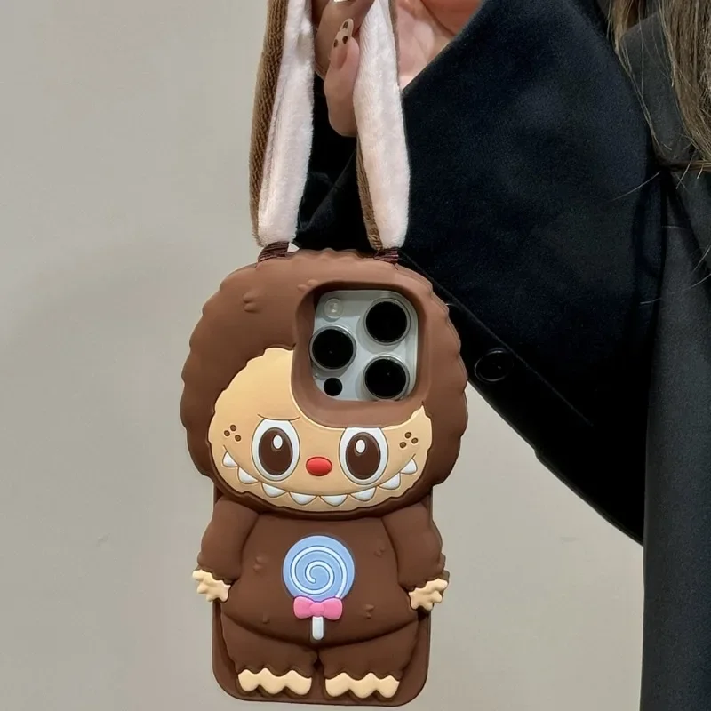 

3D Kuromi LaBuBu Funny Velvet Ear Soft Silicone Phone Case For iPhone 15 14 13 Pro Max iphone 12 11 Cartoon Shockproof Cases