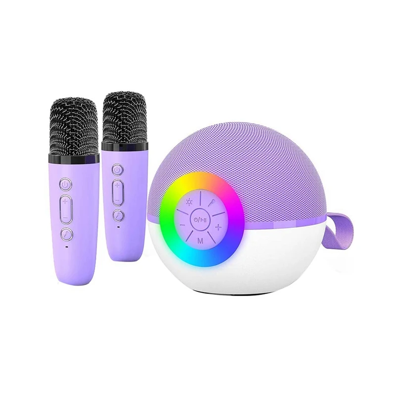 Mini Karaoke Machine With 2 Mic, Portable Bluetooth Microphone Song Toys With LED Light,Chritmas Birthday Gift For Kids