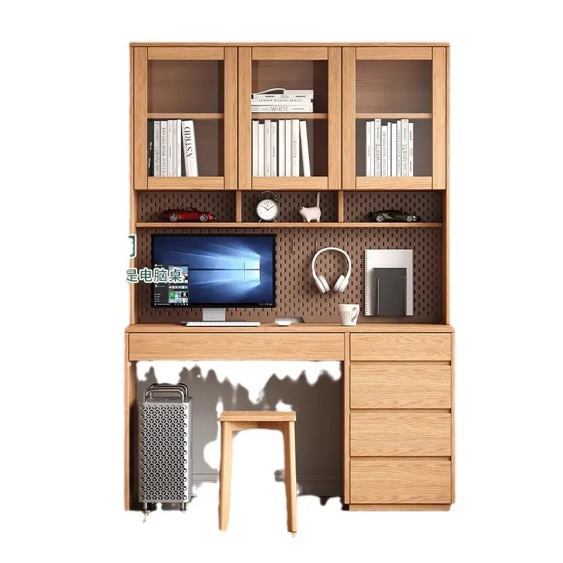 

Письменный стол-стеллаж из массива дуба с ящиками, современный книжный шкаф для небольшой квартиры